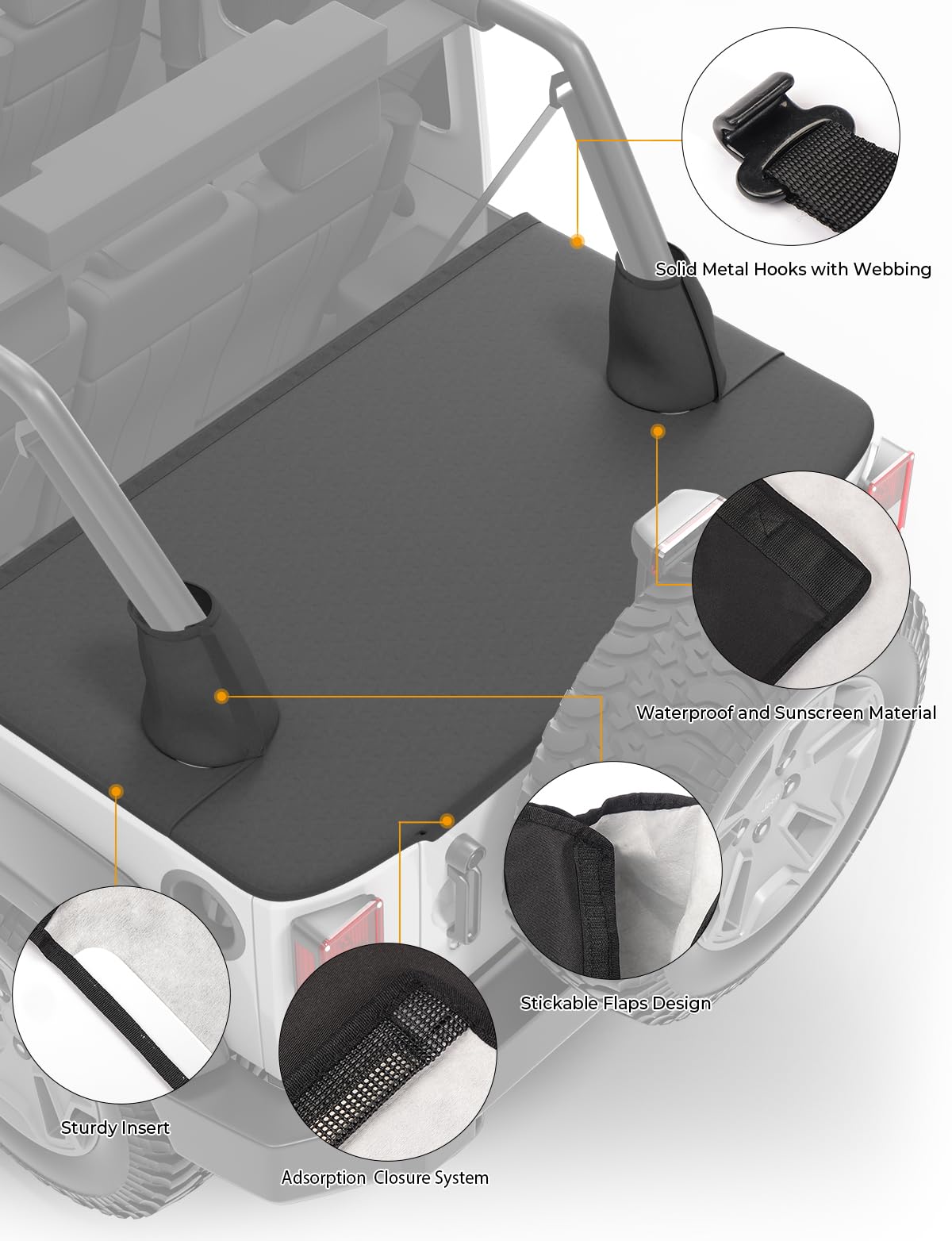 JOYTUTUS tonneau cover waterproof-fabric close-up showing weather-resistant material