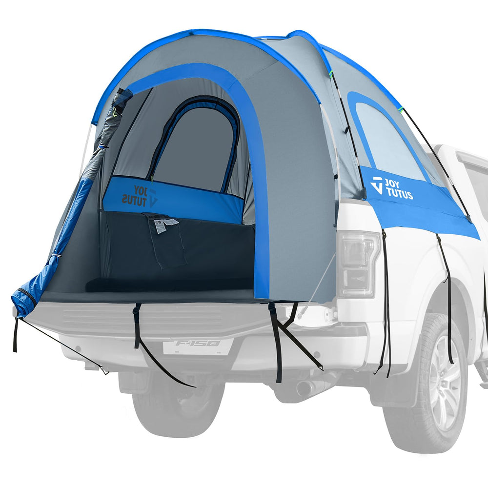 JOYTUTUS truck tent for 5.5-8 ft bed with rainfly shields interior on trips.