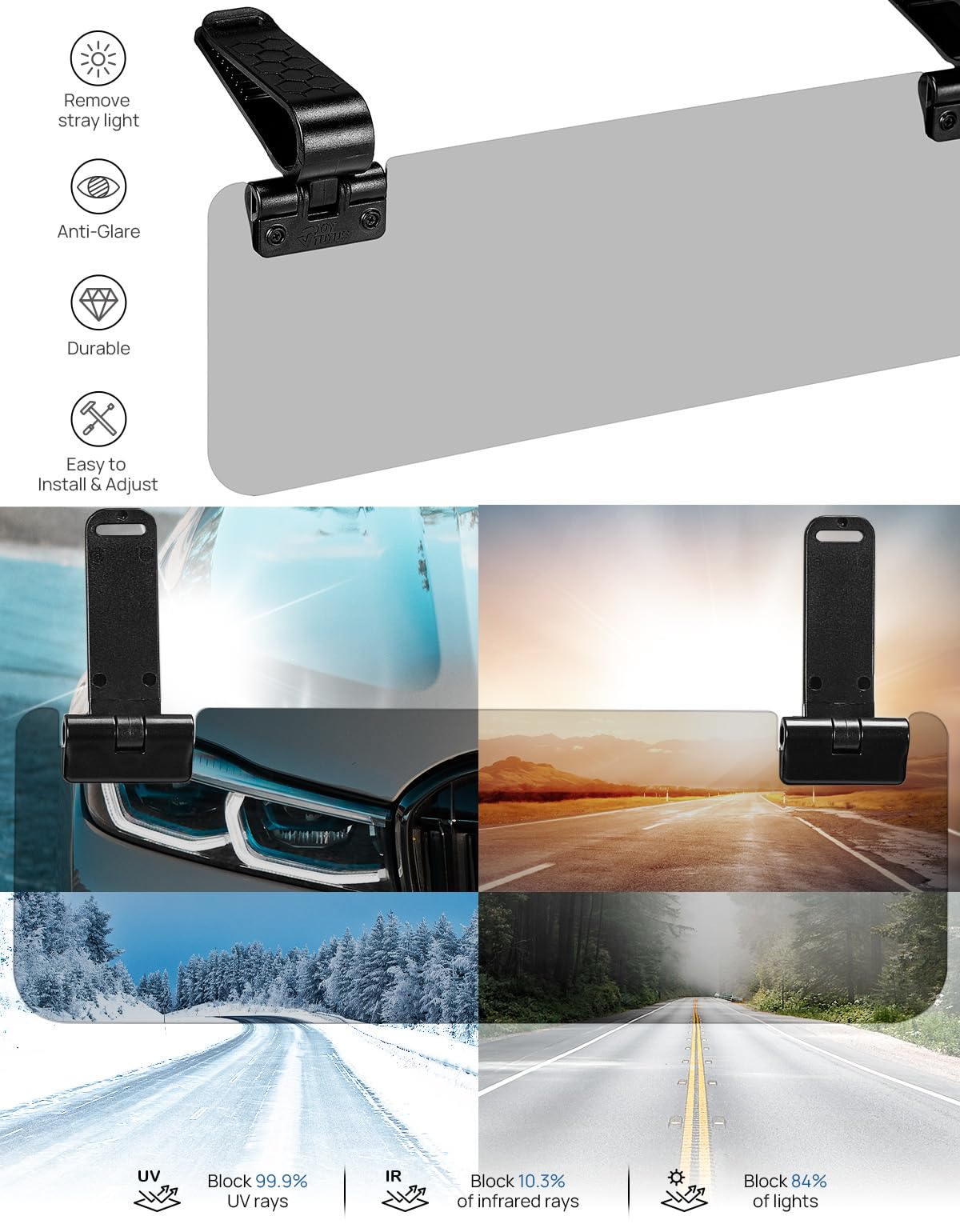 UV400 polarized visor from JOYTUTUS reduces eye strain on roads