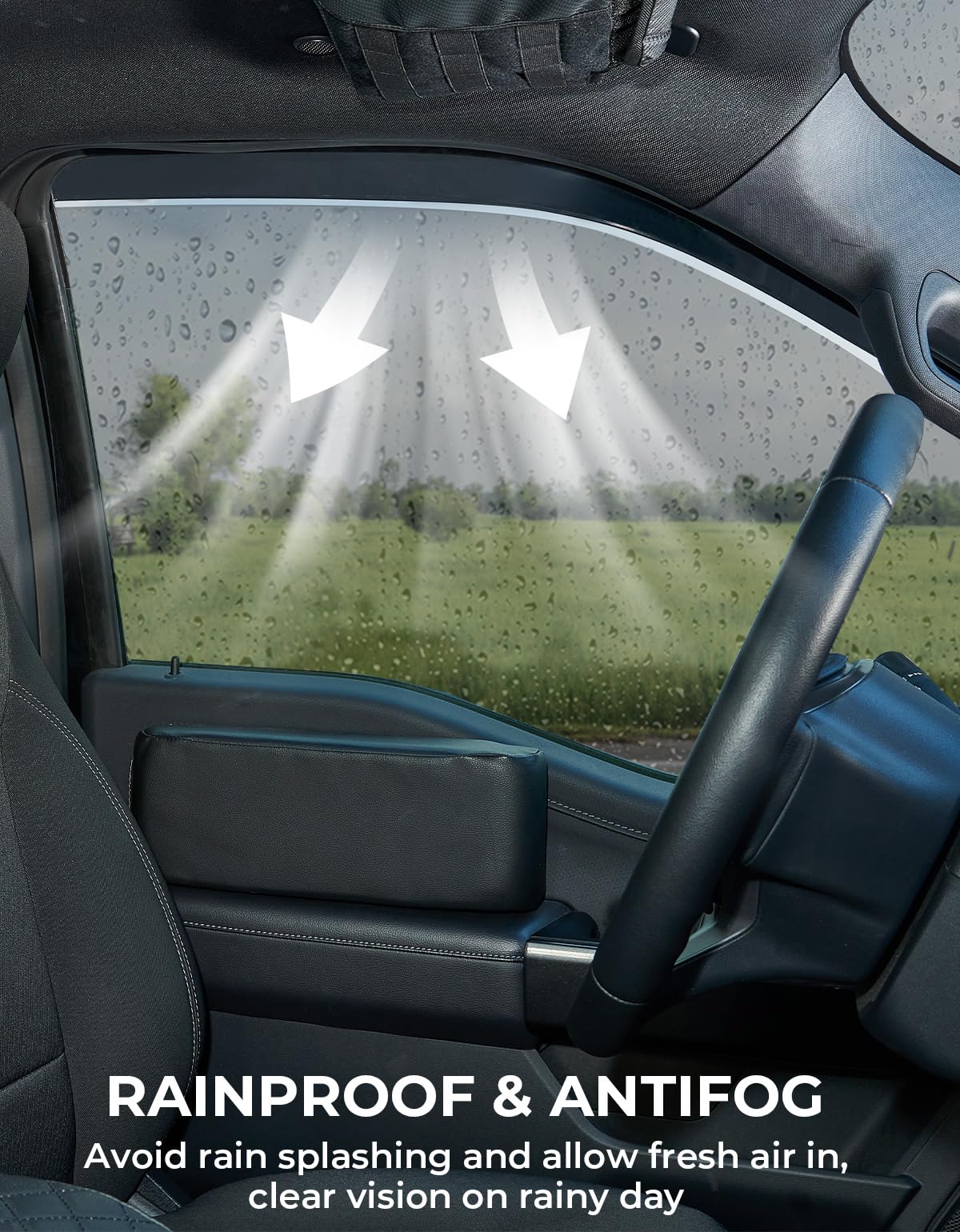 Joytutus vent visor for F-150 SuperCrew, side wind deflection during highway travel