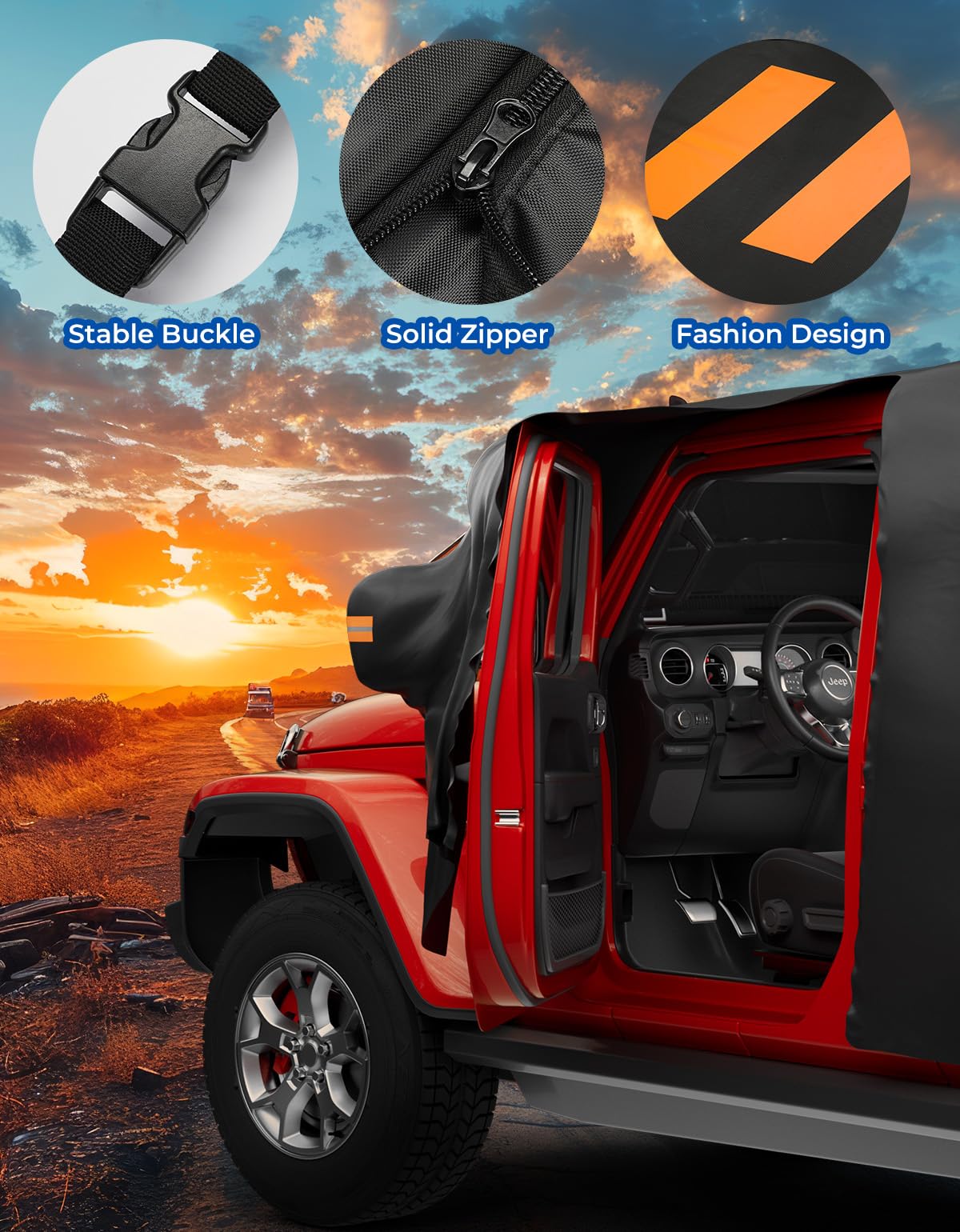JOYTUTUS Wrangler cab cover storage bag keeps it tidy when not in use.