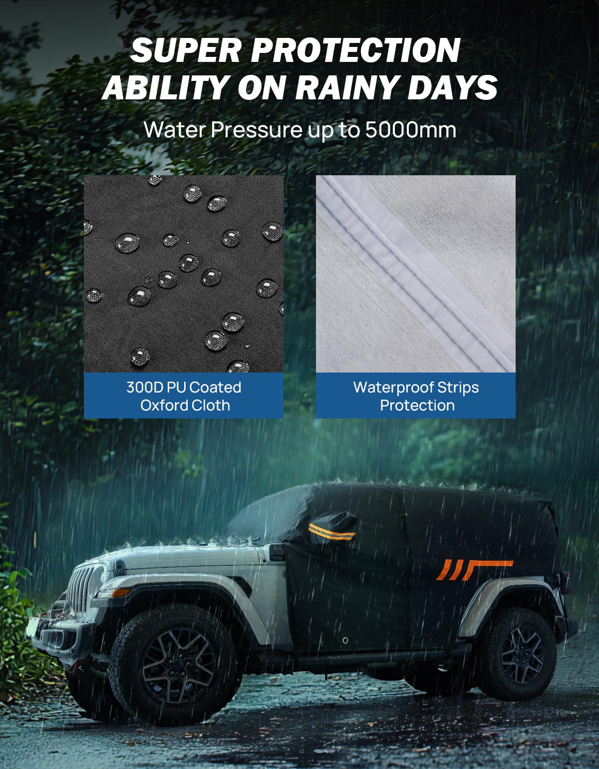 JOYTUTUS weather-ready cab cover with zipper access for easy entry.