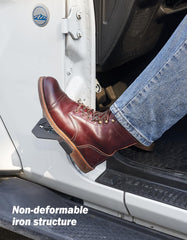 JOYTUTUS Wrangler foot pegs with anti-slip side guards boost footing in mud or rain.