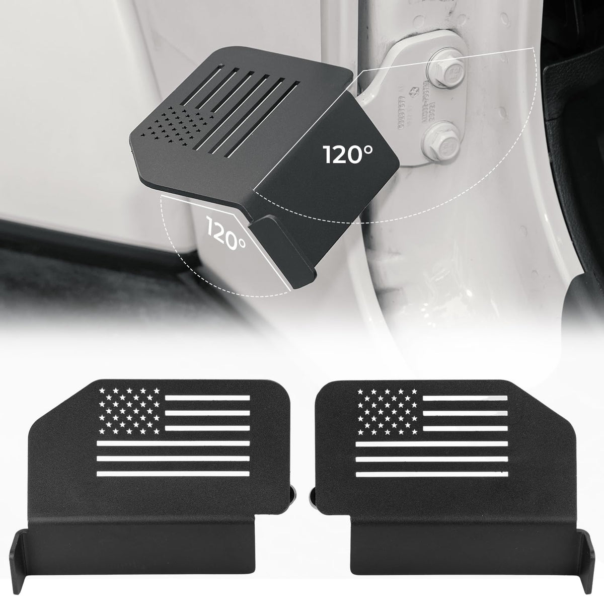 JOYTUTUS Wrangler foot pegs with US flag pattern for enhanced stability.