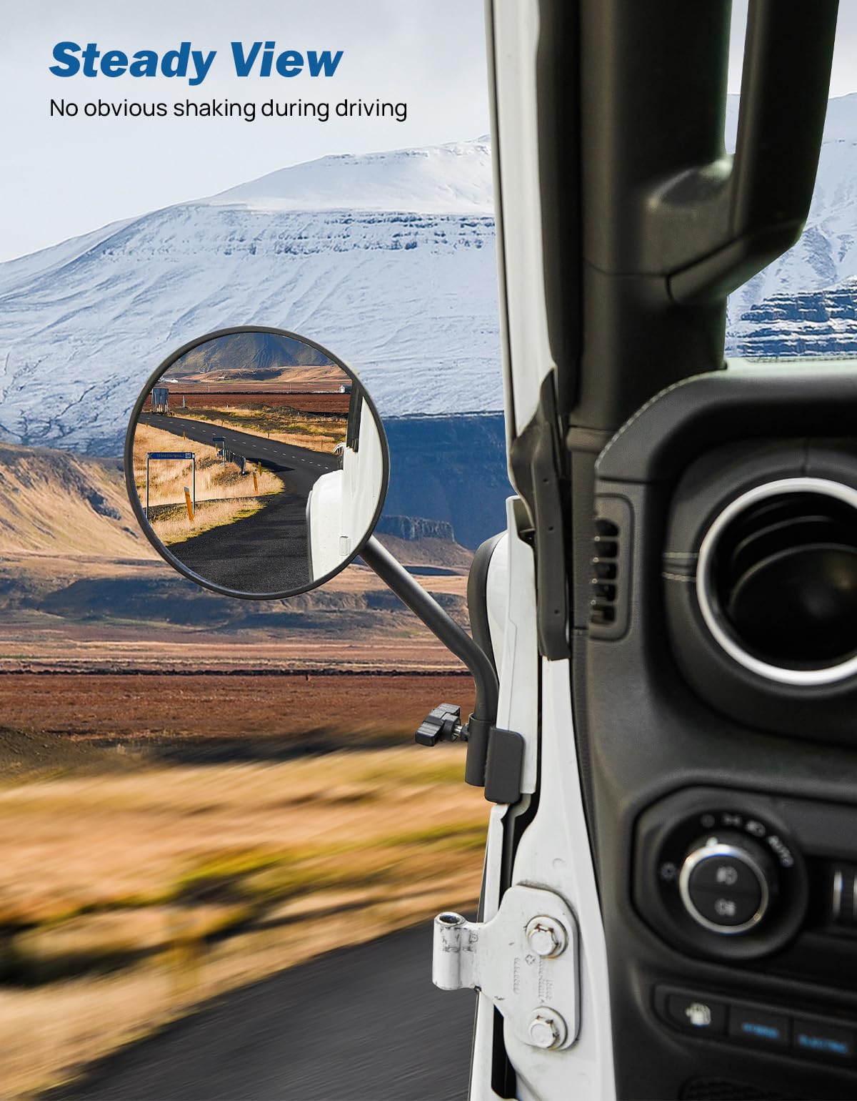 JOYTUTUS doors off mirrors for Wrangler JL with drill-free installation.