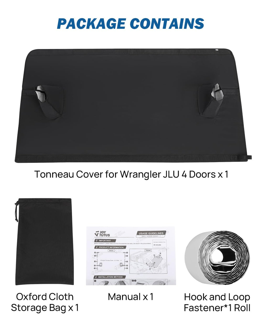 JOYTUTUS Wrangler JLU tonneau cover easy-installation with no extra tools needed.