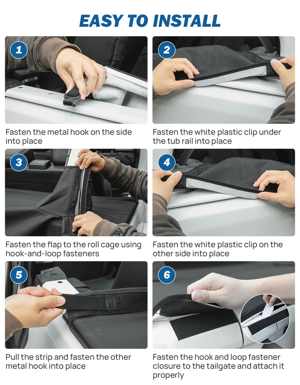 JOYTUTUS Wrangler JLU tonneau cover reflective strips improve nighttime visibility.