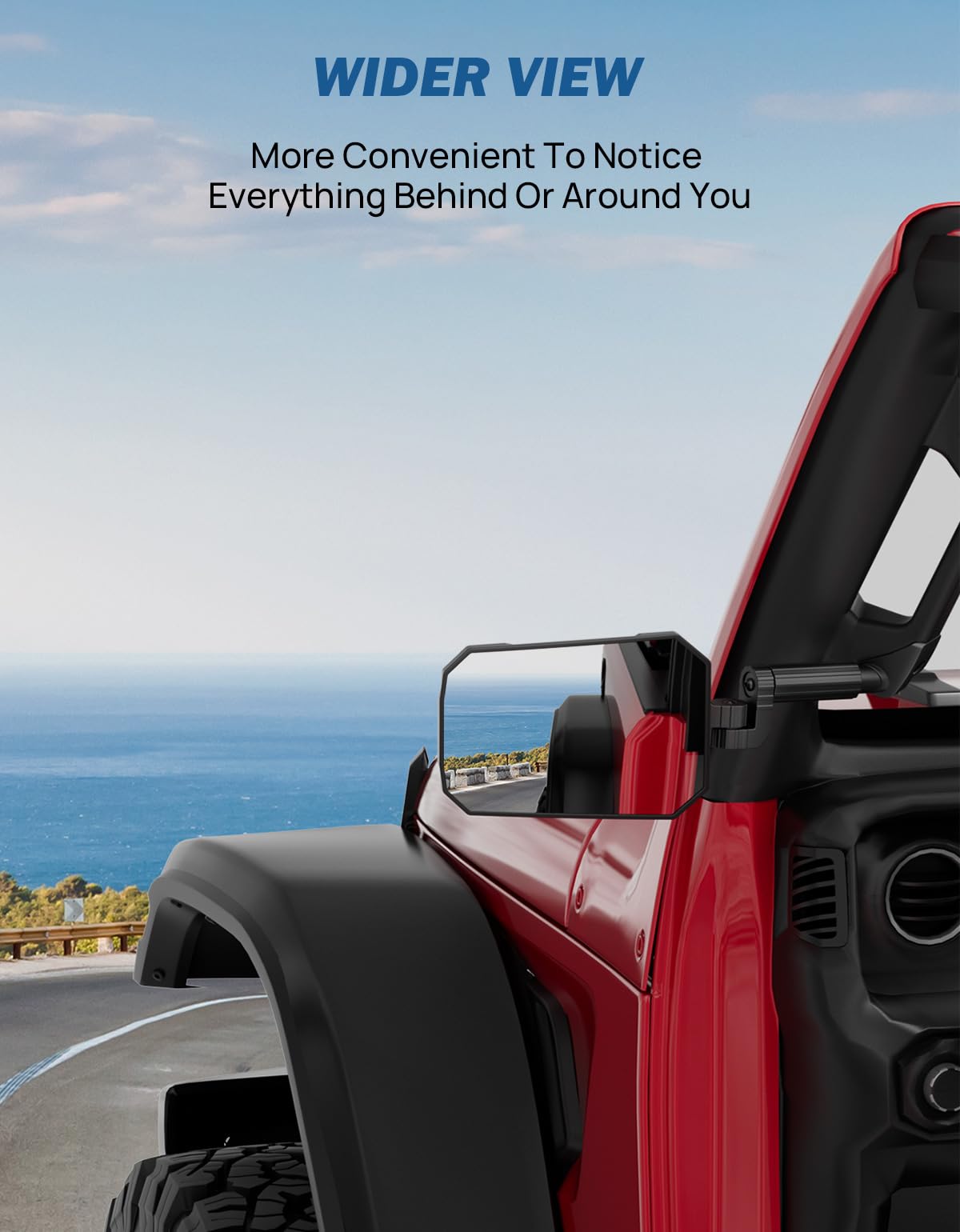 Joytutus Wrangler mirrors adjustable views for flexible, distortion-free visibility.