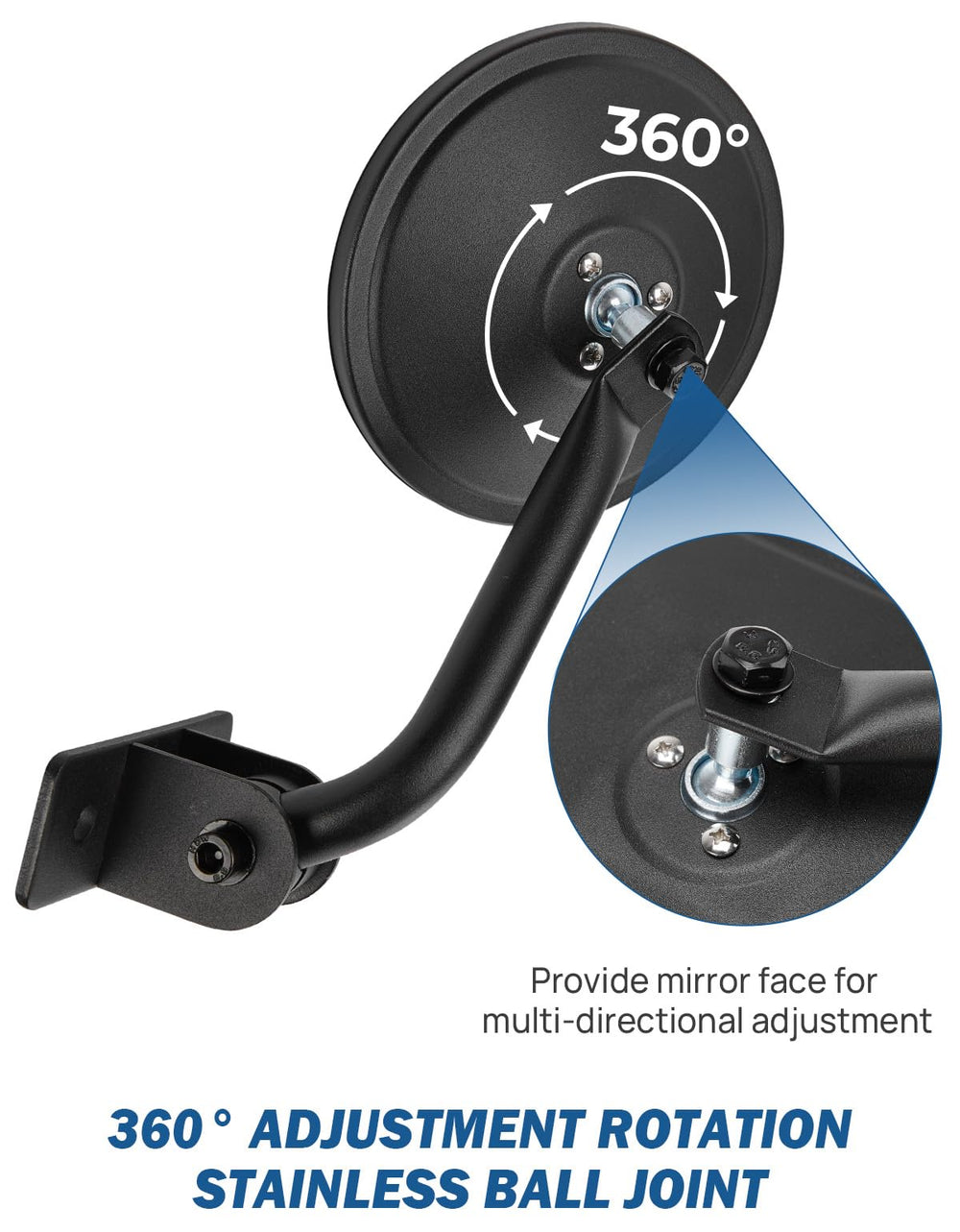 JOYTUTUS mirrors with ball-joint adjustable view for quick angle changes.