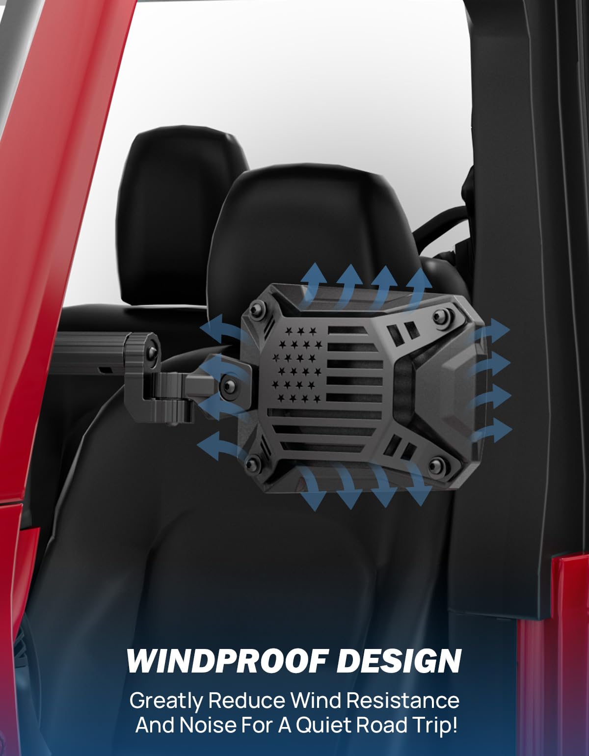 Joytutus Wrangler mirrors reduce wind noise for a quieter, smoother ride.