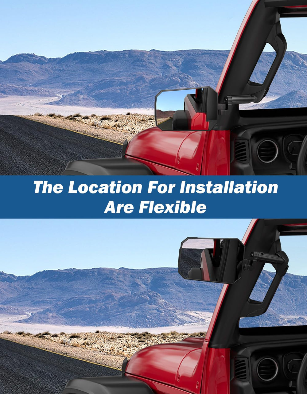 Joytutus mounting position emphasizes stability for door-free off-road use.