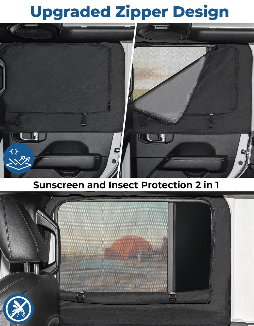 JOYTUTUS Wrangler shade shows inside Oxford cloth with zipper for versatile setup.