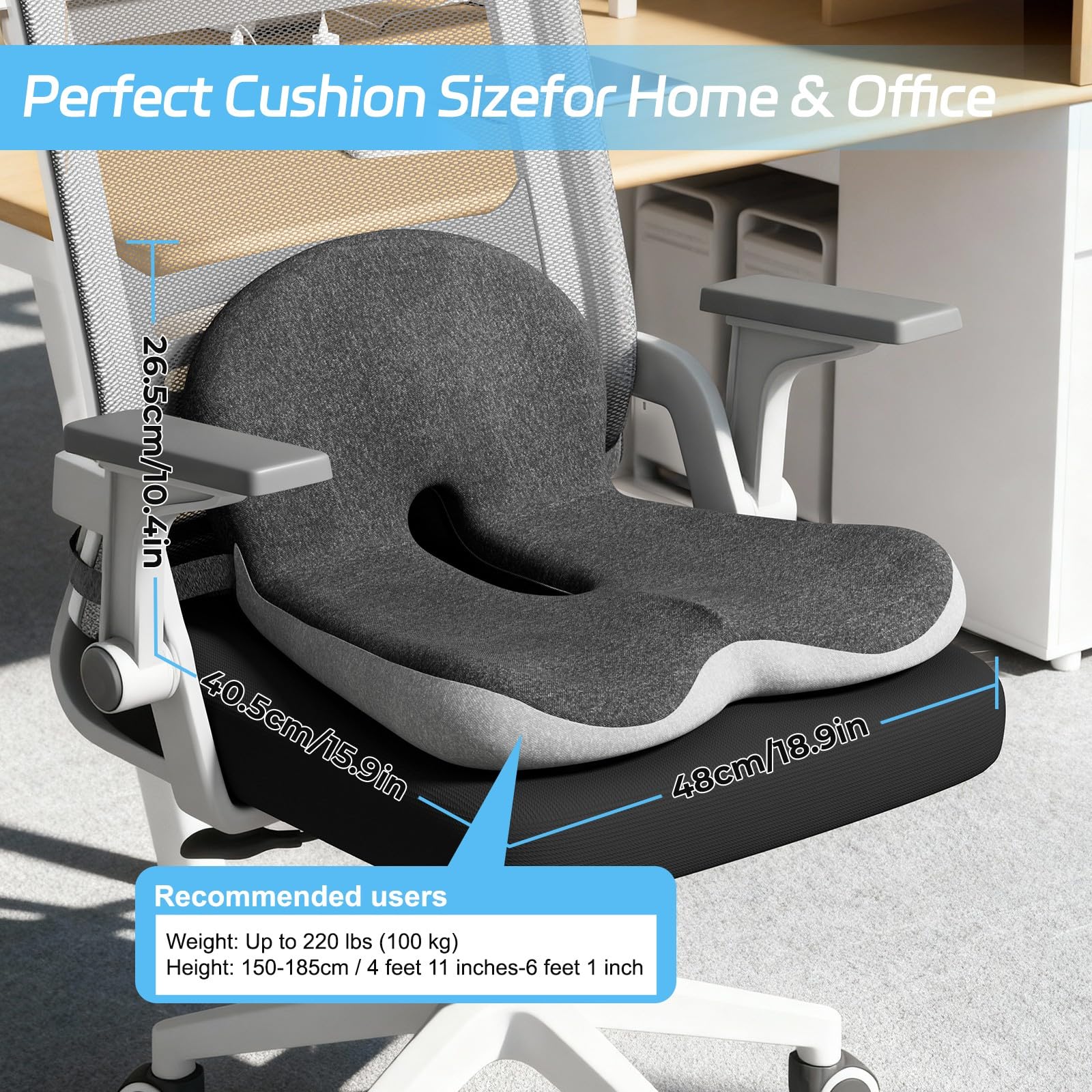 jpinlr Ergonomic L-Shaped Design supports lower back and hips for better posture