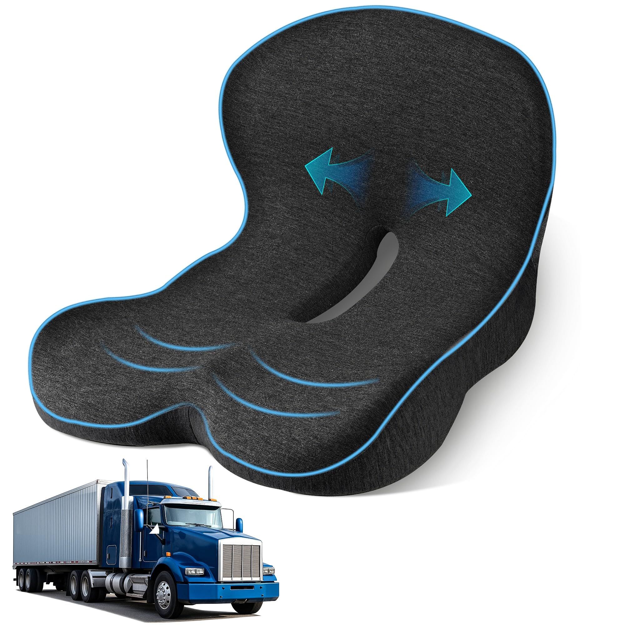 jpinlr truck driver seat cushion with ergonomic design supports back and hips