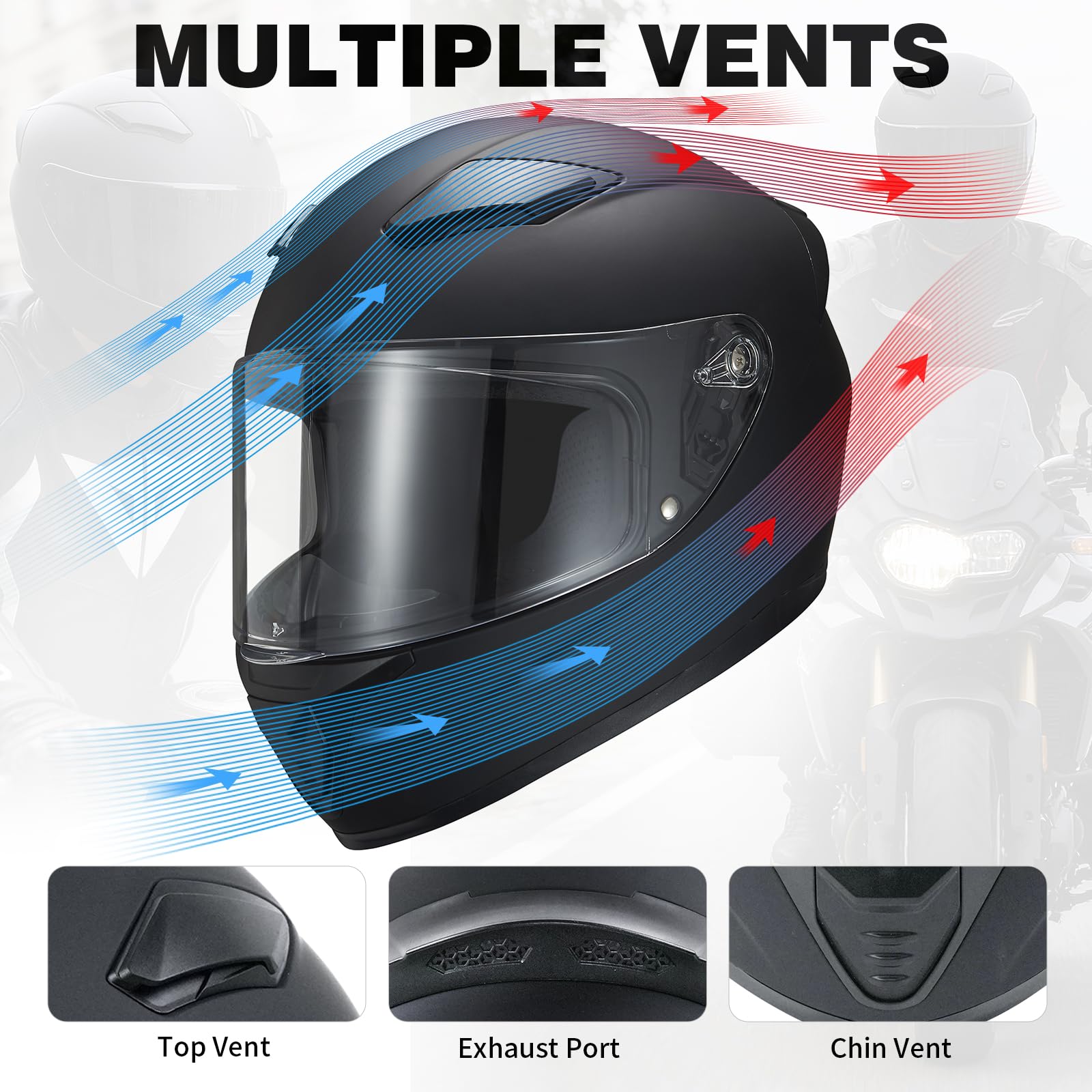 JQF Gear WS-607 clear and black visor variant for versatile style.