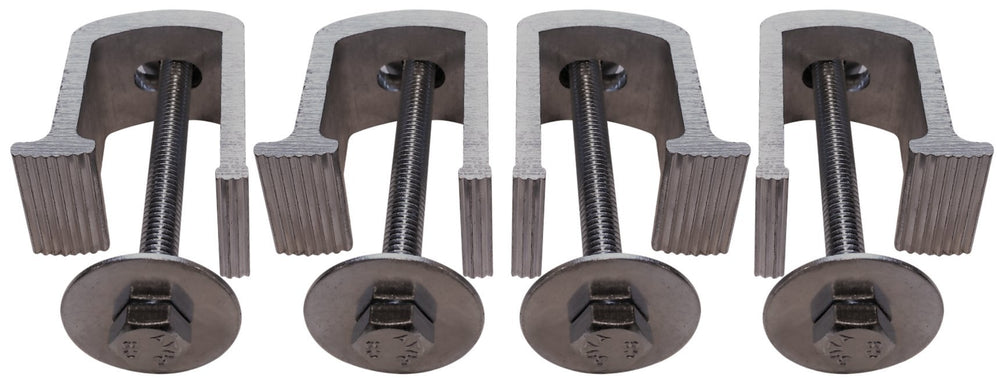 JQuad Easy Mount clamps secure a toolbox without drilling for quick setup.