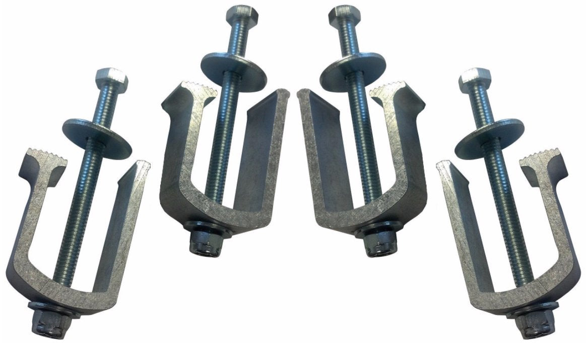 Nyloc nuts prevent clamp loosening under vibration on a toolbox installation.