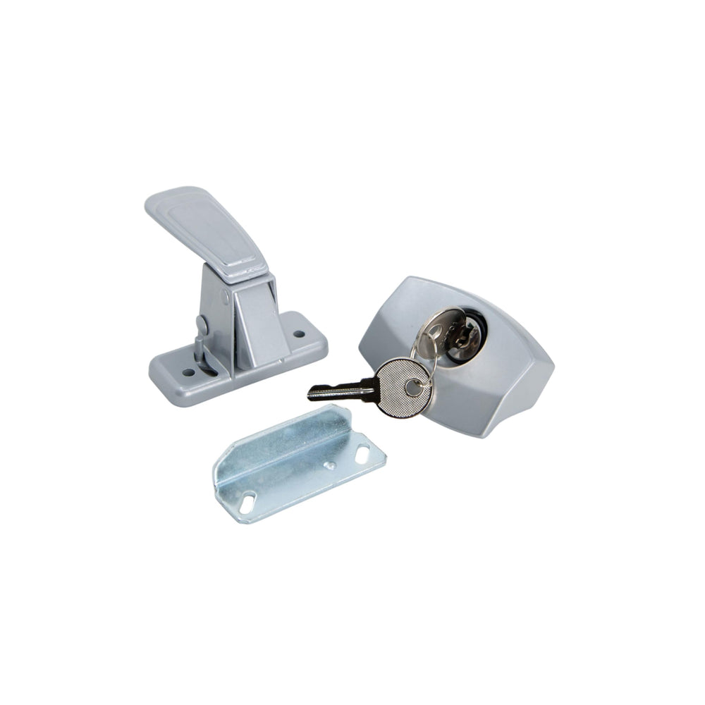 JR Products 10805 silver camper door latch with keyed-alike convenience for RV doors
