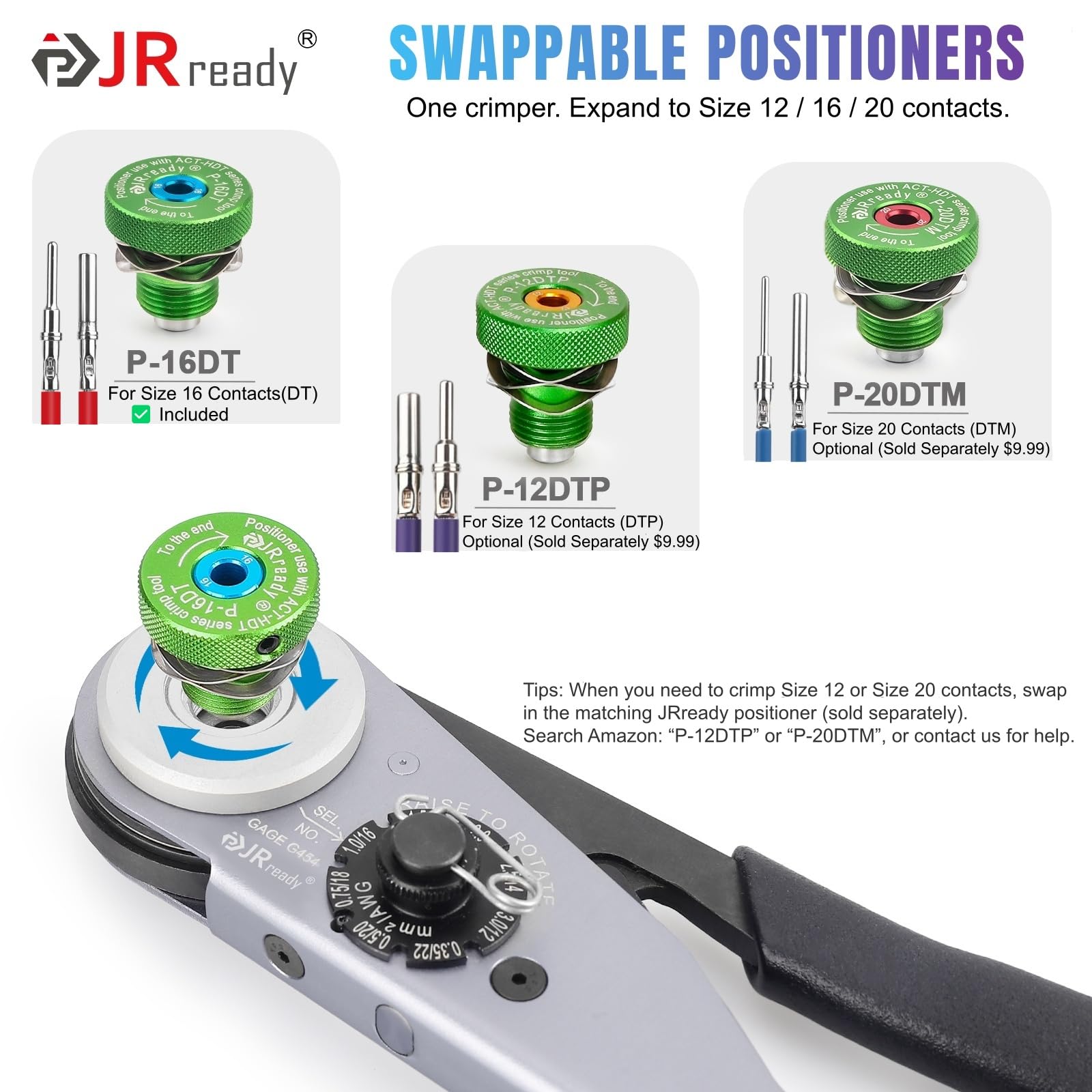 JRready ACT-HDT-16DT 8-indent crimp tool delivers precise crimps.