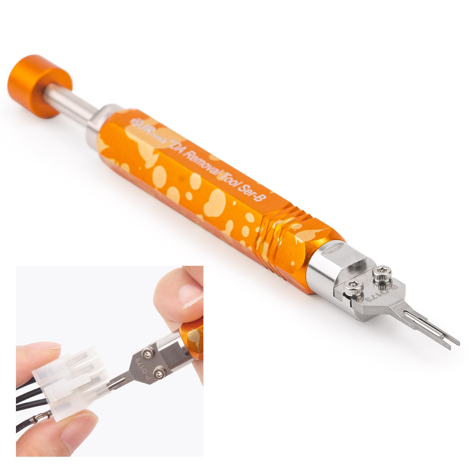 JRready DAP-D173 front view demonstrates built-in plunger depinning for smooth terminal removal.