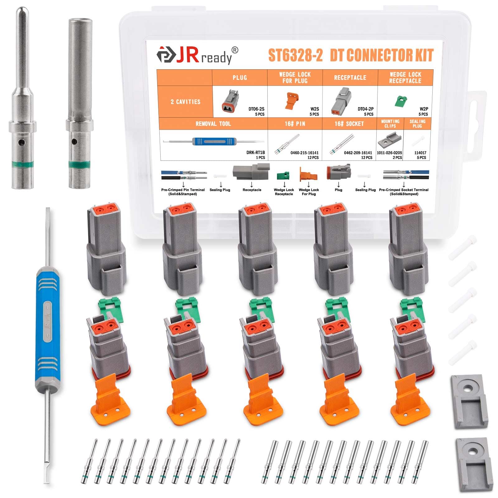 JRready Deutsch 2-pin kit package ready for quick installation