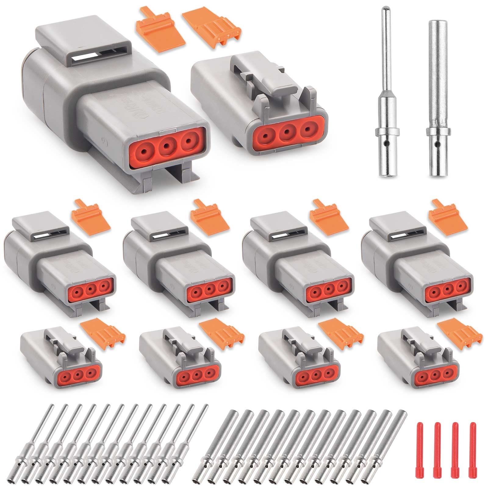 JRready Deutsch DTM 3-pin kit cover, organized set for easy installation.