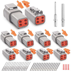 JRready Deutsch DTM 4-pin kit displayed on workbench for automotive wiring flexibility