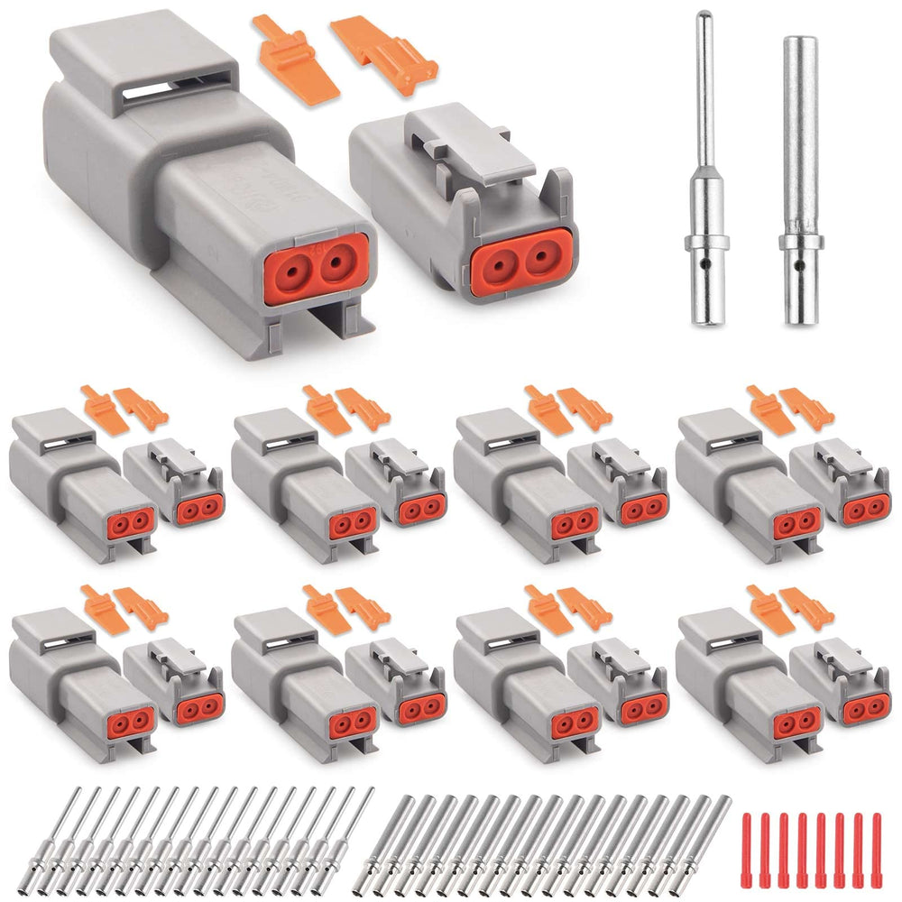 JRready Deutsch DTM kit 2-pin package with eight pairs for versatile waterproof connections.