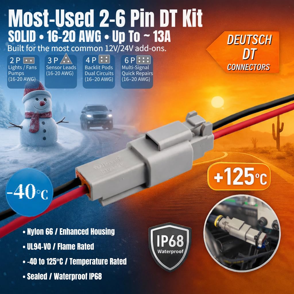 JRready DT 3-pin connector enables versatile lighting and sensor wiring.
