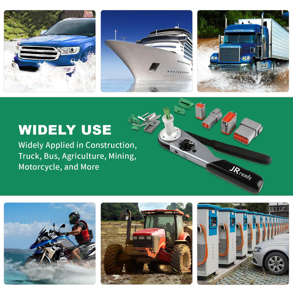 JRready Deutsch DT connectors are shown for rugged industrial and off-road use.