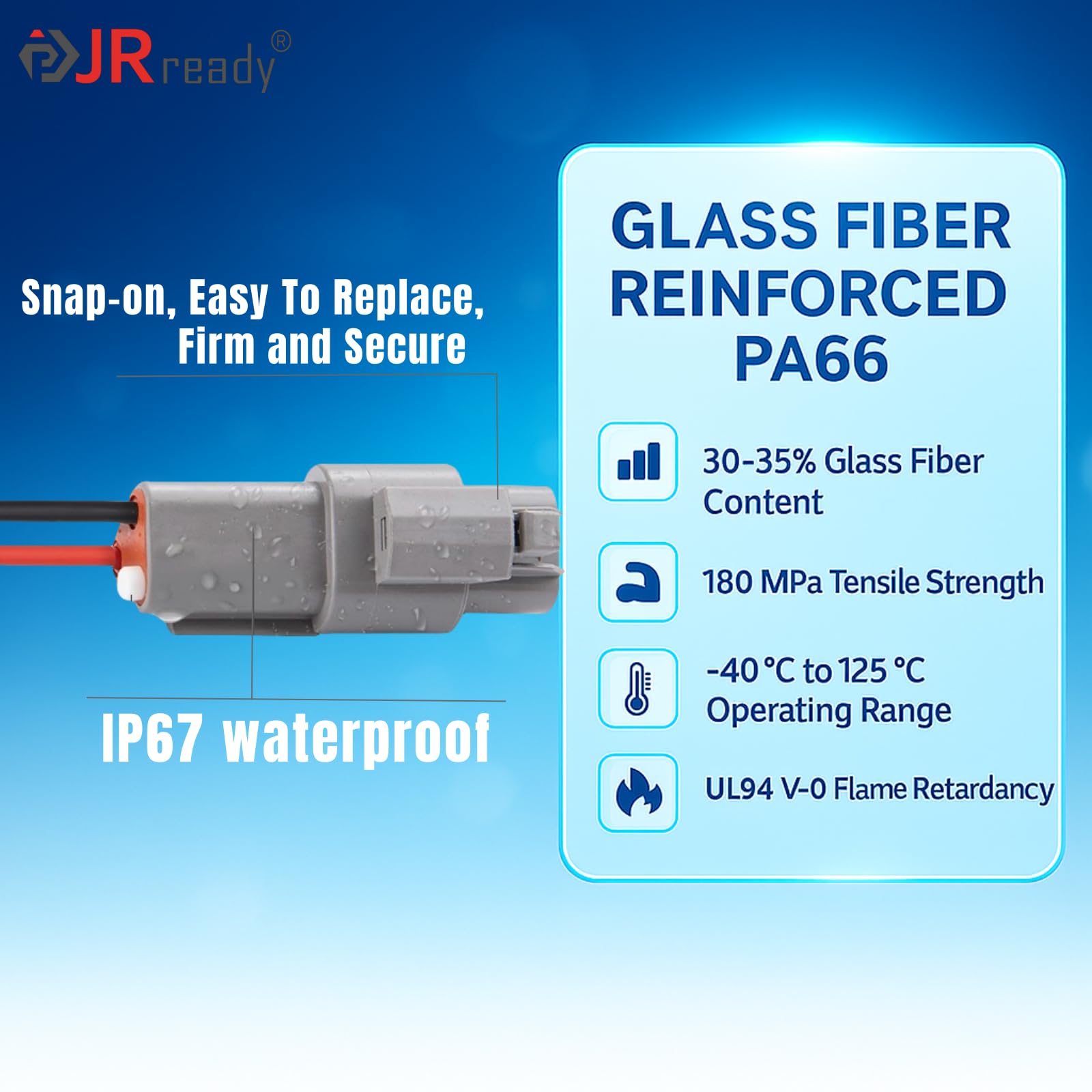JRready DT contacts 14-18AWG illustrate reliable conductivity in rugged environments