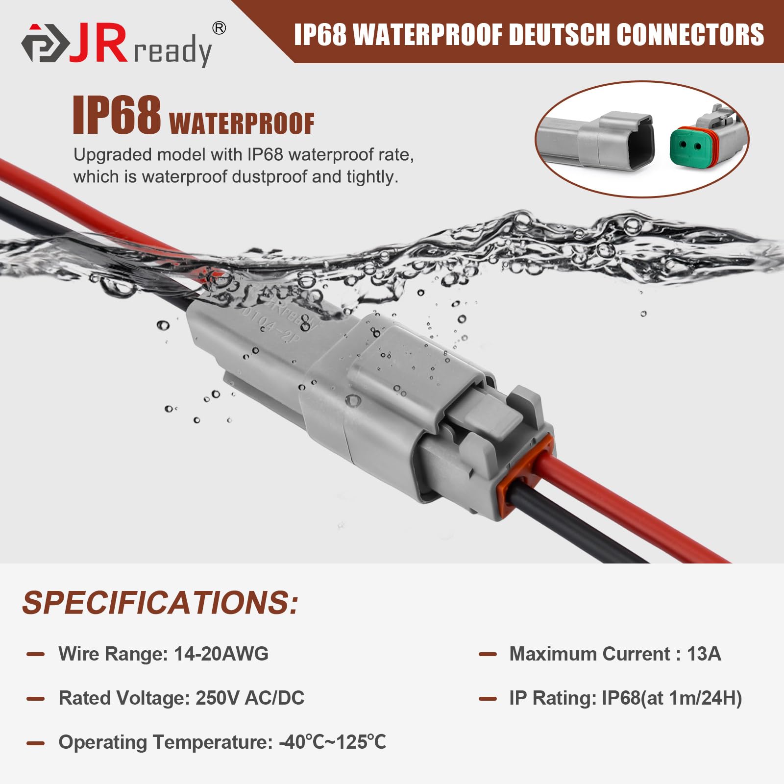 JRready 16-size stamped contacts close-up for reliable crimping.