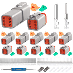JRready DT6-pin kit package list with plugs and contacts for quick wiring