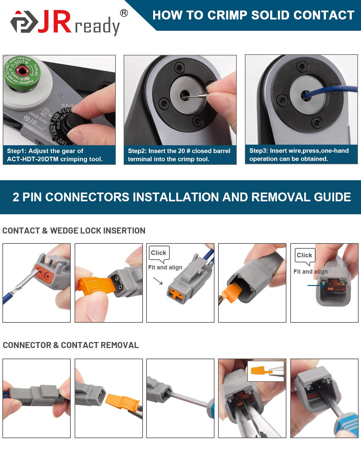 JRready DTM 2-pin connectors suit motorcycle, car, and marine projects
