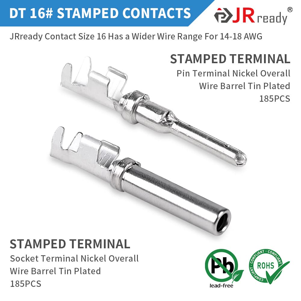 JRready size 16 stamped contacts offer corrosion resistance and soldering options