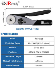 Close-up of the ratchet mechanism for consistent crimps.