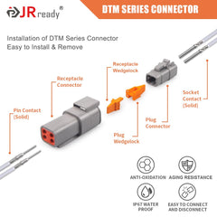 JRready ST6332-01 Deutsch DTM 4-pin with PA66 housing for waterproof performance