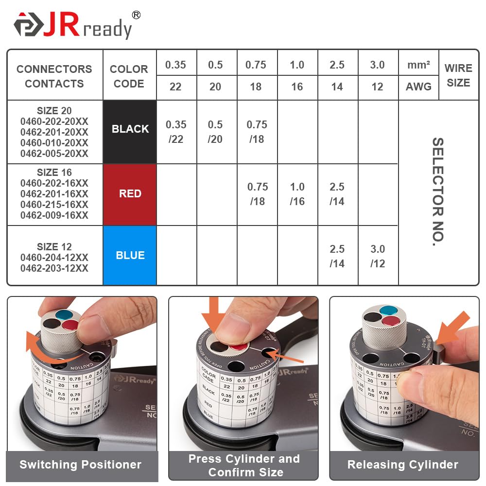 JRready Deutsch size 16-20 solid contacts provide strong conductivity and corrosion resistance.