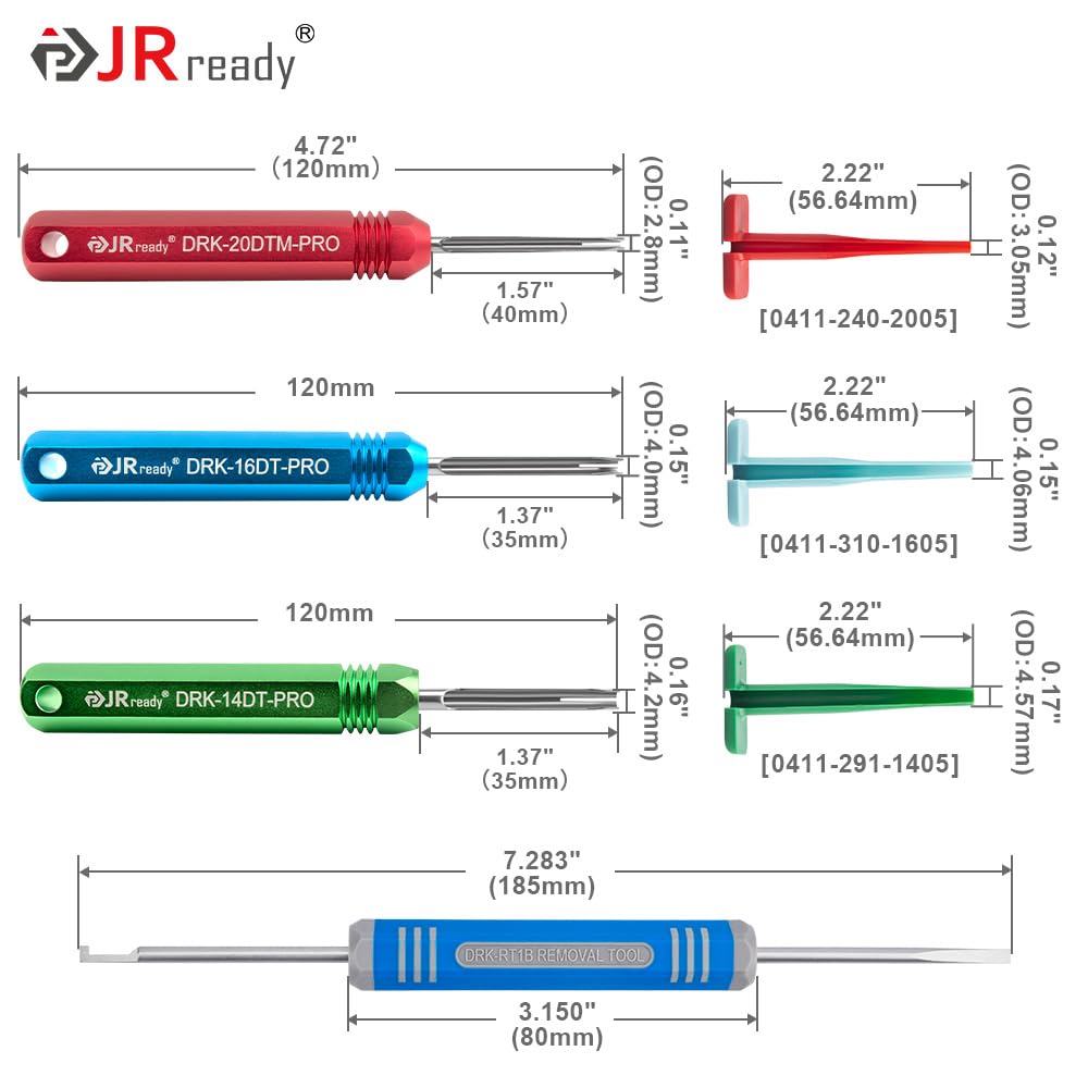 JRready removal tools stainless steel shaft protect wires during contact removal.
