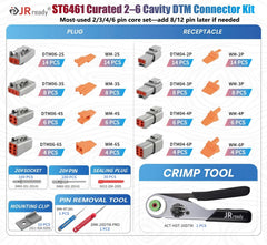 ST6461 connectors 2-3-4-6 pin array for compact harnessing