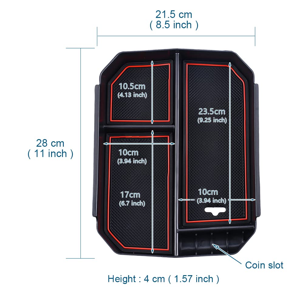 JSCARLIFE center console tray in Highlander for quick access.
