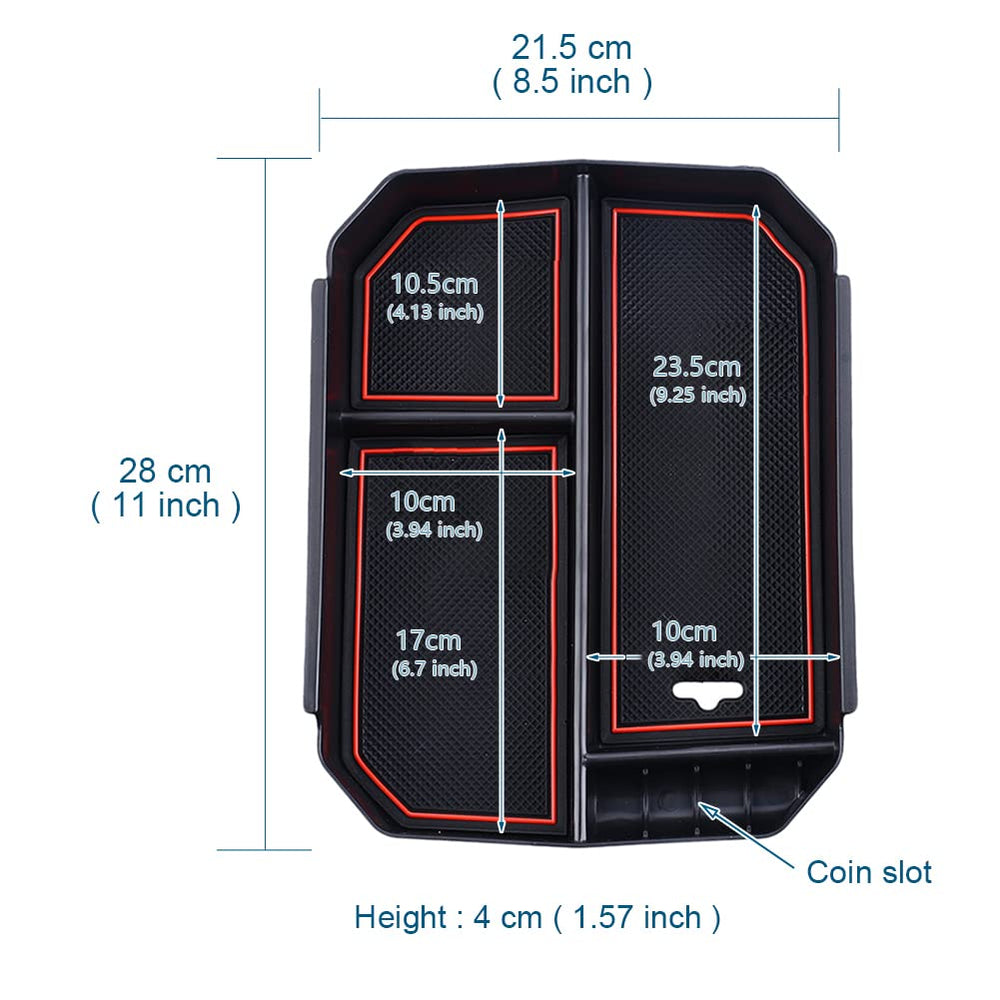 JSCARLIFE center console tray in Highlander for quick access.