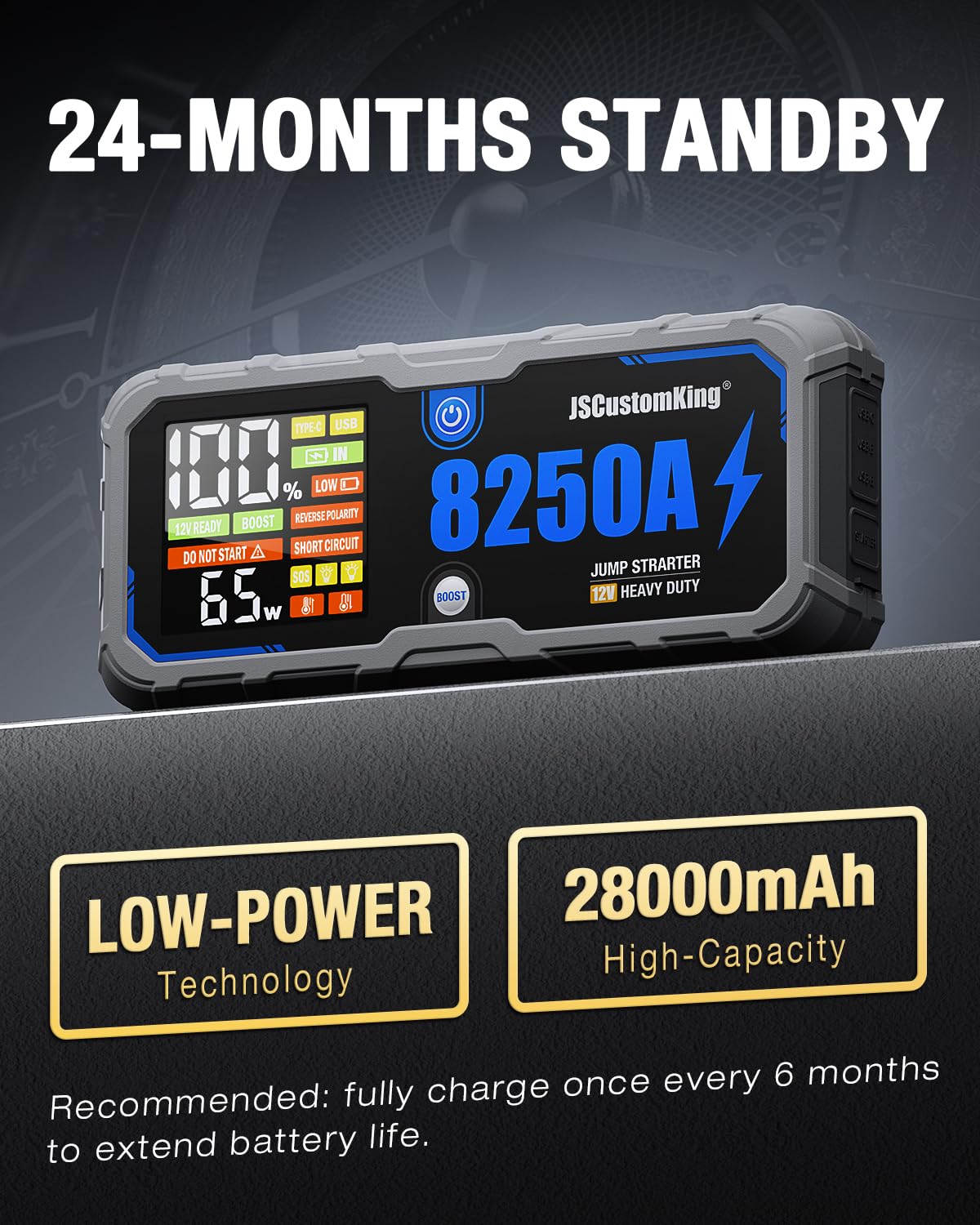 JSCUSTOMKING 8250A 800-lumen LED lights illuminate surroundings during emergencies.