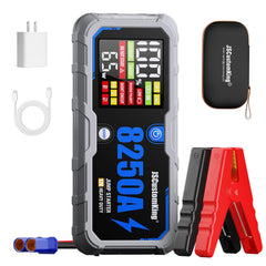 JSCUSTOMKING 8250A jump starter front view, ready for powerful car starts on the road.
