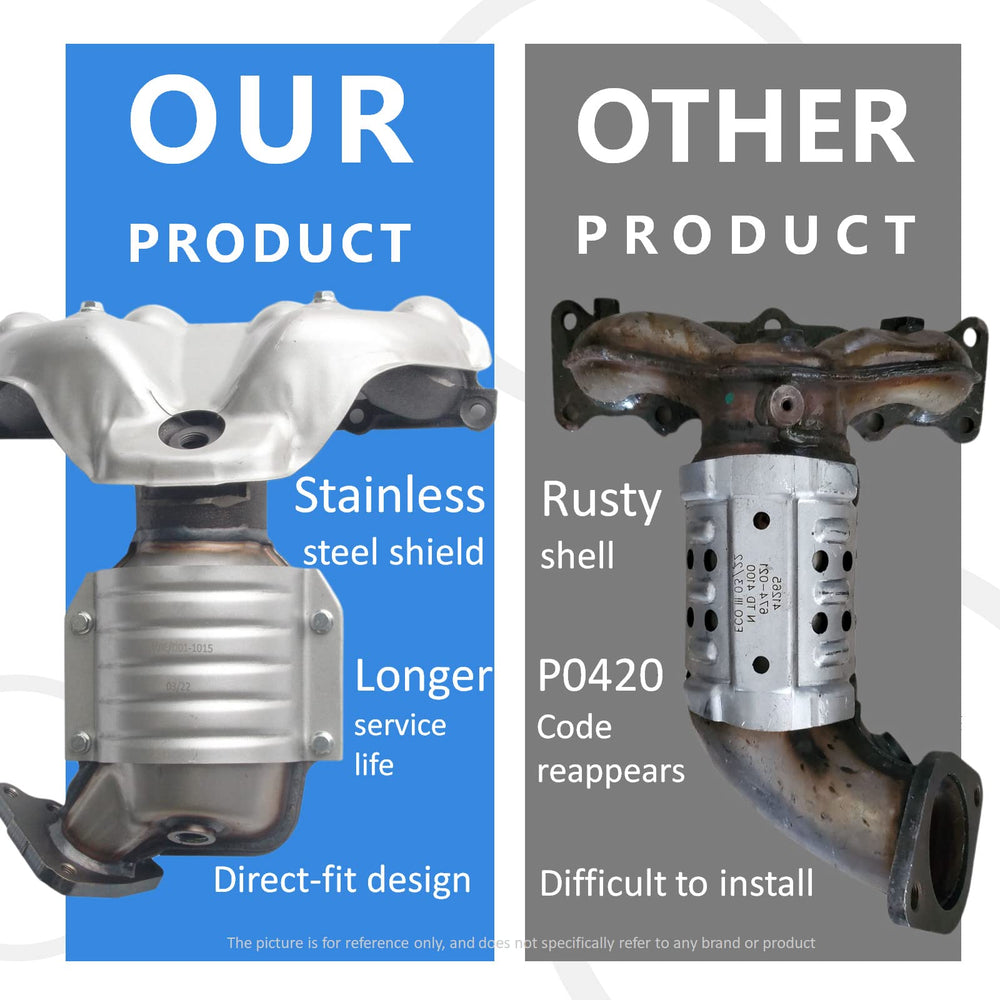 JT High Flow catalytic converter with 3D scan tech, mounting points visible