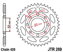 JT Sprockets JTR269.45 45t steel rear sprocket close-up, showcasing heat-treated steel and quality finish.