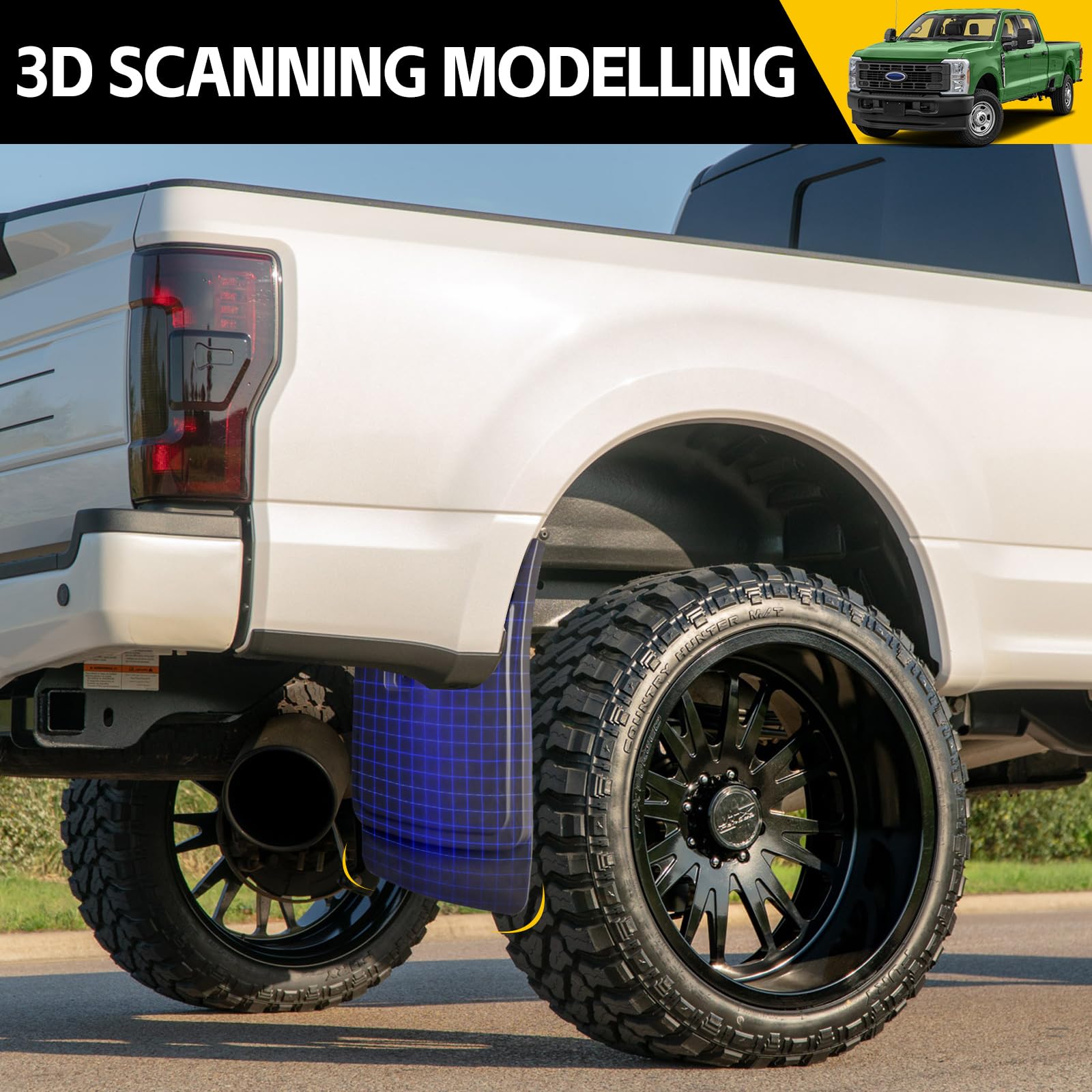 JTYZSM mud flaps rear left for Ford F-250 reduce splash behind the vehicle.