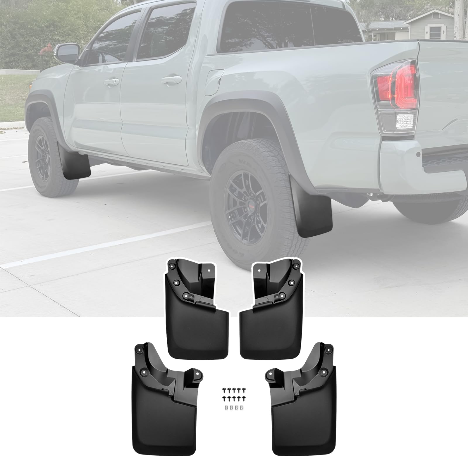 JTYZSM Tacoma mud flaps front-left view protect against mud and debris