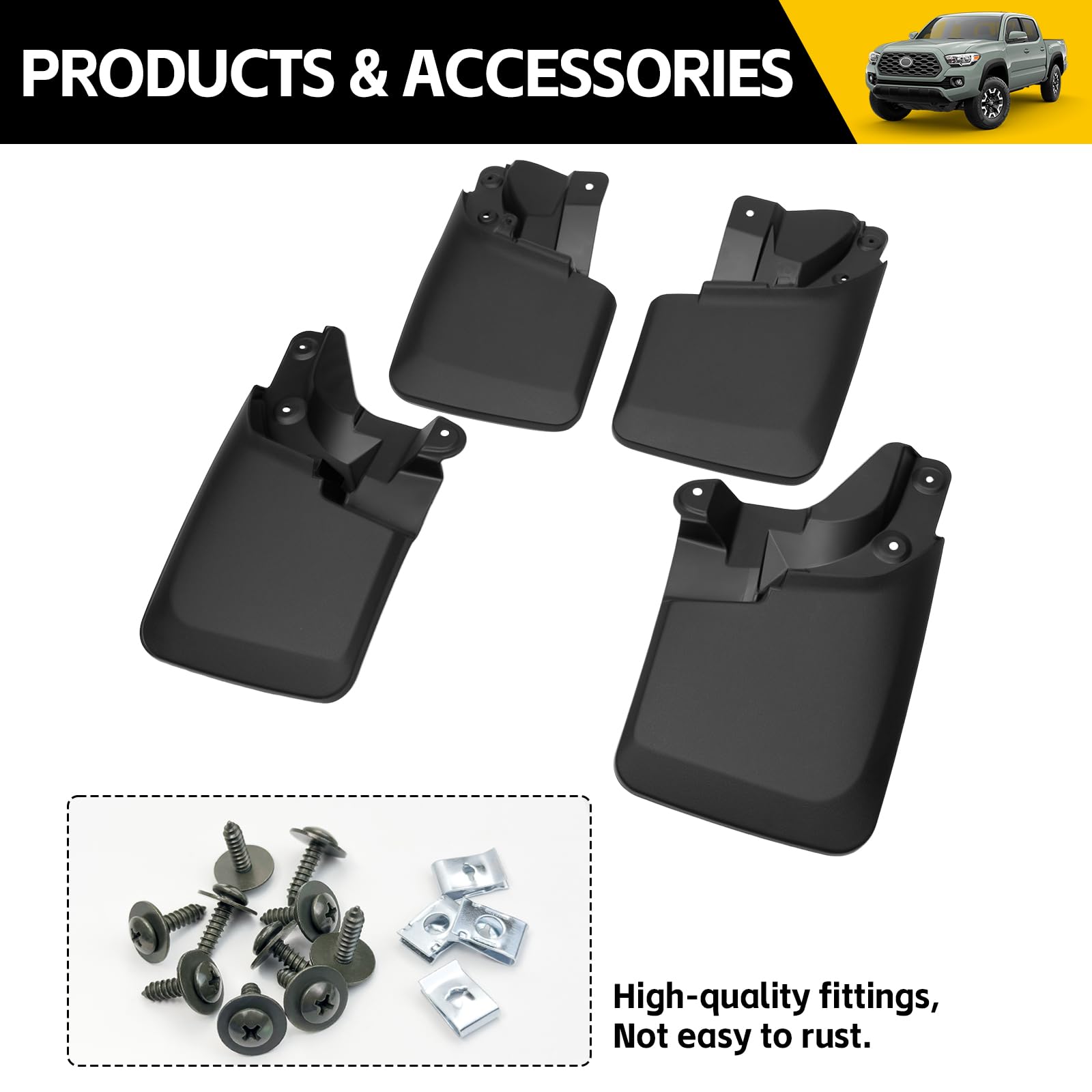 JTYZSM mud flaps installed on Tacoma demonstrate rugged protection