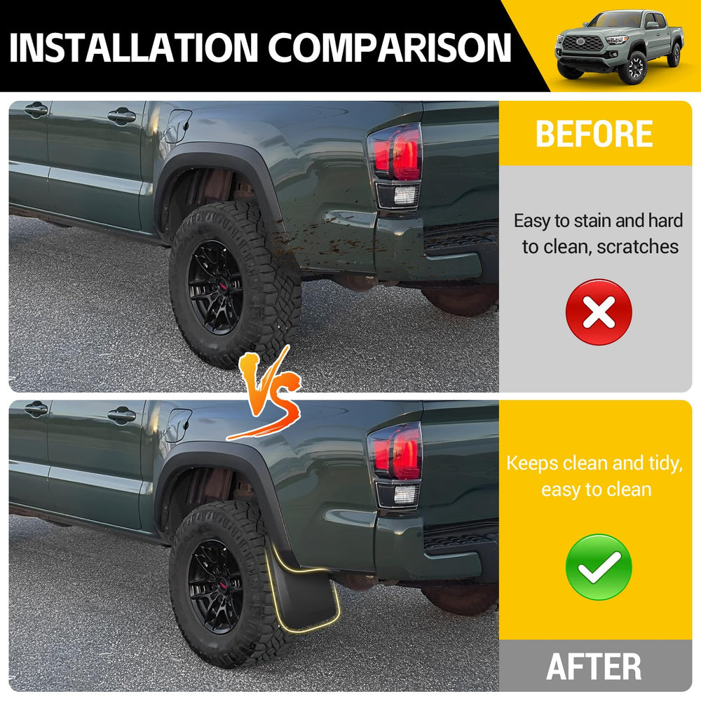 JTYZSM Tacoma mud flaps rear-left view reduce spray and dirt